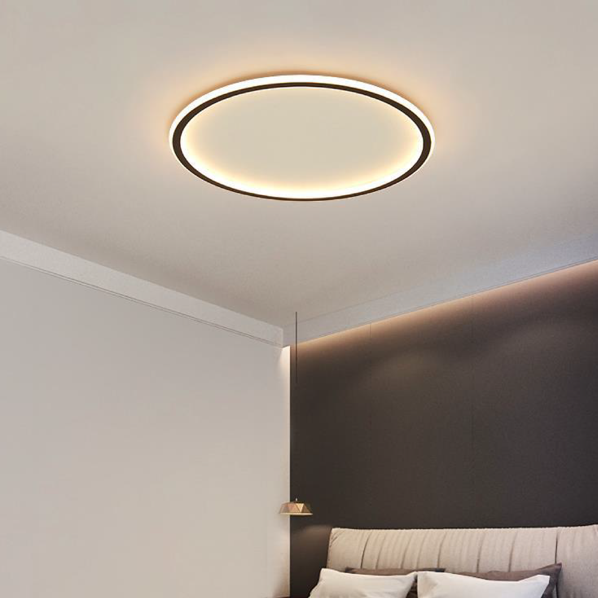 Mysaglobe Scandinavische Ronde Plafondlamp - Zwart LED Plafonnière voor Slaapkamer en Eetkamer 3