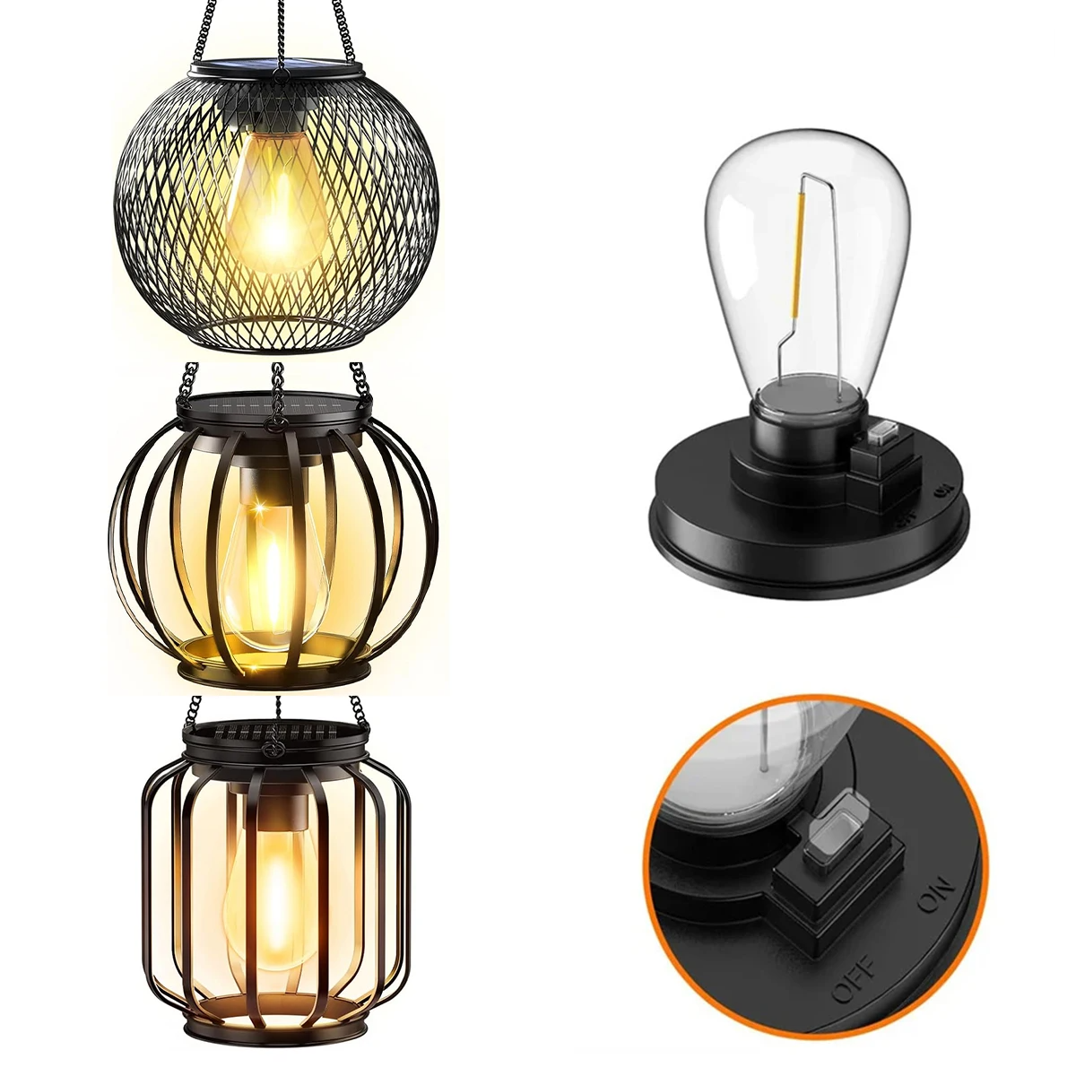 Ortiny Solar LED Tuinlamp - Warmwit Licht met Bewegingssensor en Hangdecoratie - Tuinverlichting op Zonne-Energie 2