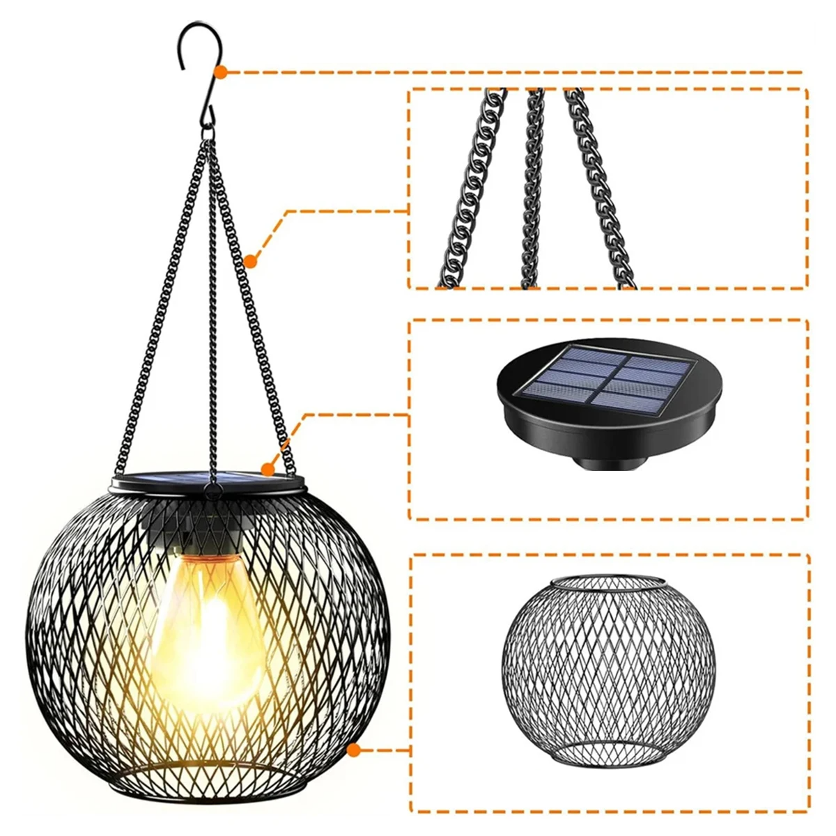 Ortiny Solar LED Tuinlamp - Warmwit Licht met Bewegingssensor en Hangdecoratie - Tuinverlichting op Zonne-Energie 3