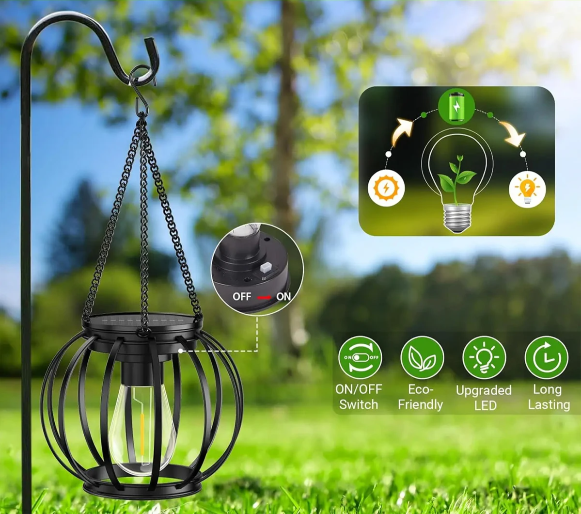 Ortiny Solar LED Tuinlamp - Warmwit Licht met Bewegingssensor en Hangdecoratie - Tuinverlichting op Zonne-Energie 5