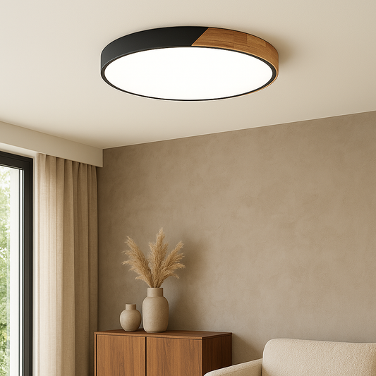Scandinavische Houten Plafondlamp - Elegante LED Plafonniere voor Slaapkamer en Woonkamer 0