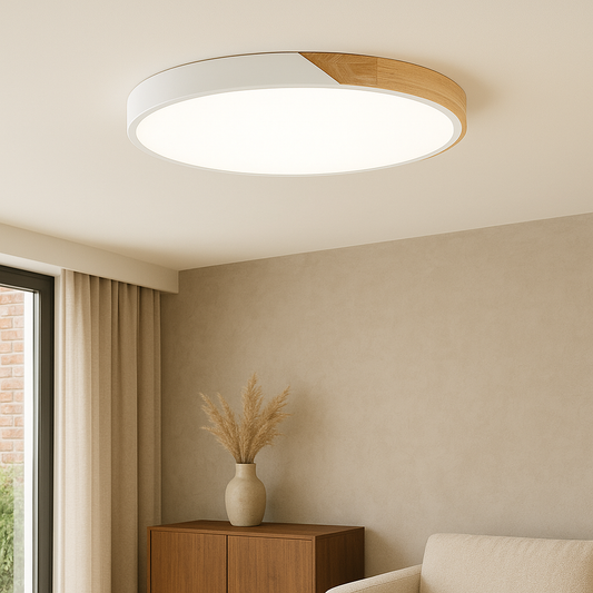 Scandinavische Houten Plafondlamp - Elegante LED Plafonniere voor Slaapkamer en Woonkamer 1