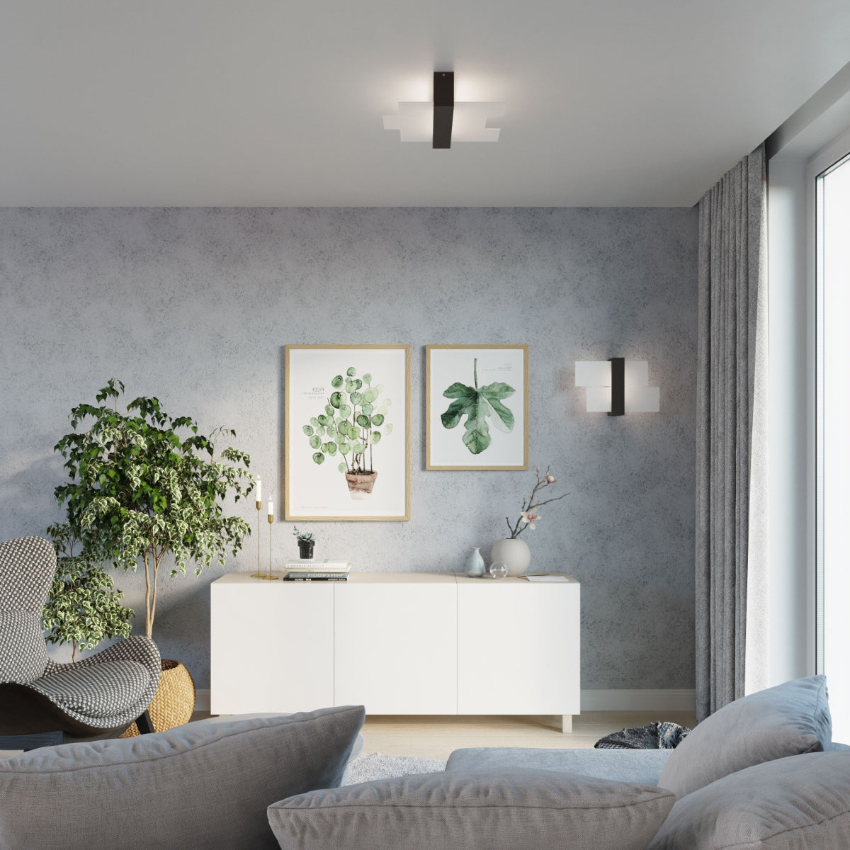 Stijlvolle Feniks Plafondlamp Wenge - 2-Flammig voor Slaapkamer en Modern Interieur 5