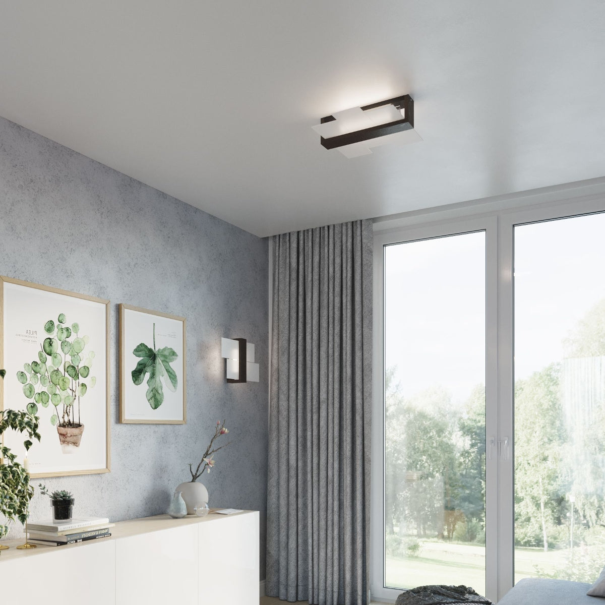 Stijlvolle Feniks Plafondlamp Wenge - 2-Flammig voor Slaapkamer en Modern Interieur 6