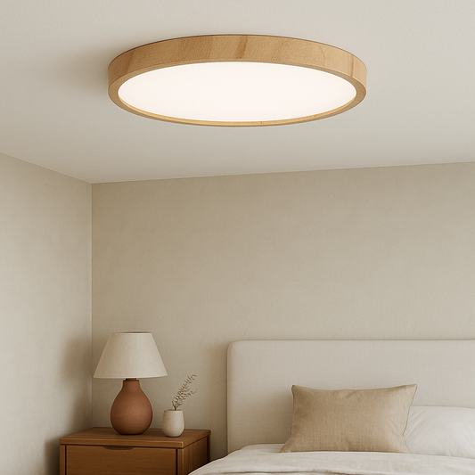 Wood Grain Plafondlamp LED - Stijlvolle Plafonniere voor Slaapkamer en Eetkamer 1