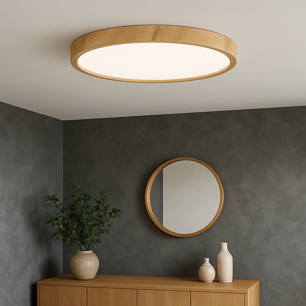 Wood Grain Plafondlamp LED - Stijlvolle Plafonniere voor Slaapkamer en Eetkamer 2