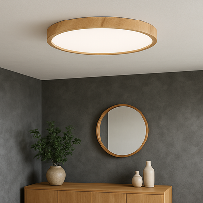 Wood Grain Plafondlamp LED - Stijlvolle Plafonniere voor Slaapkamer en Eetkamer 2