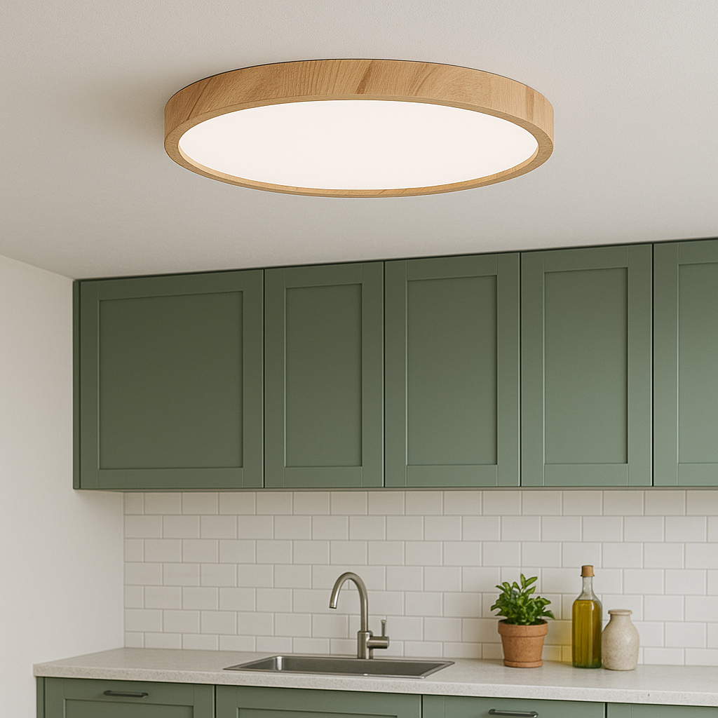Wood Grain Plafondlamp LED - Stijlvolle Plafonniere voor Slaapkamer en Eetkamer 3