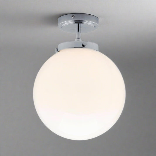 Zenthra Badkamerlamp Plafond - Moderne Semi-opbouw Plafondlamp voor Badkamer met Opaline Glazen Bol
