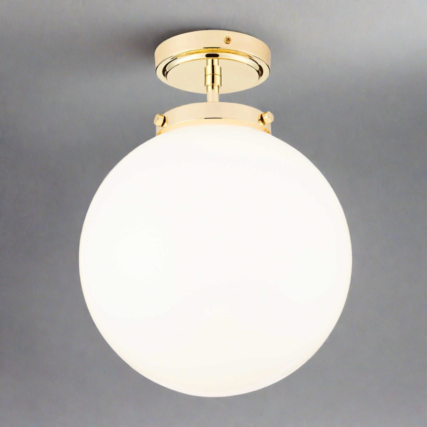 Zenthra Badkamerlamp Plafond - Moderne Semi-opbouw Plafondlamp voor Badkamer met Opaline Glazen Bol