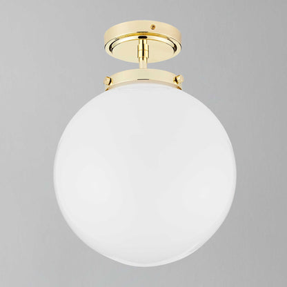 Zenthra Badkamerlamp Plafond - Moderne Semi-opbouw Plafondlamp voor Badkamer met Opaline Glazen Bol