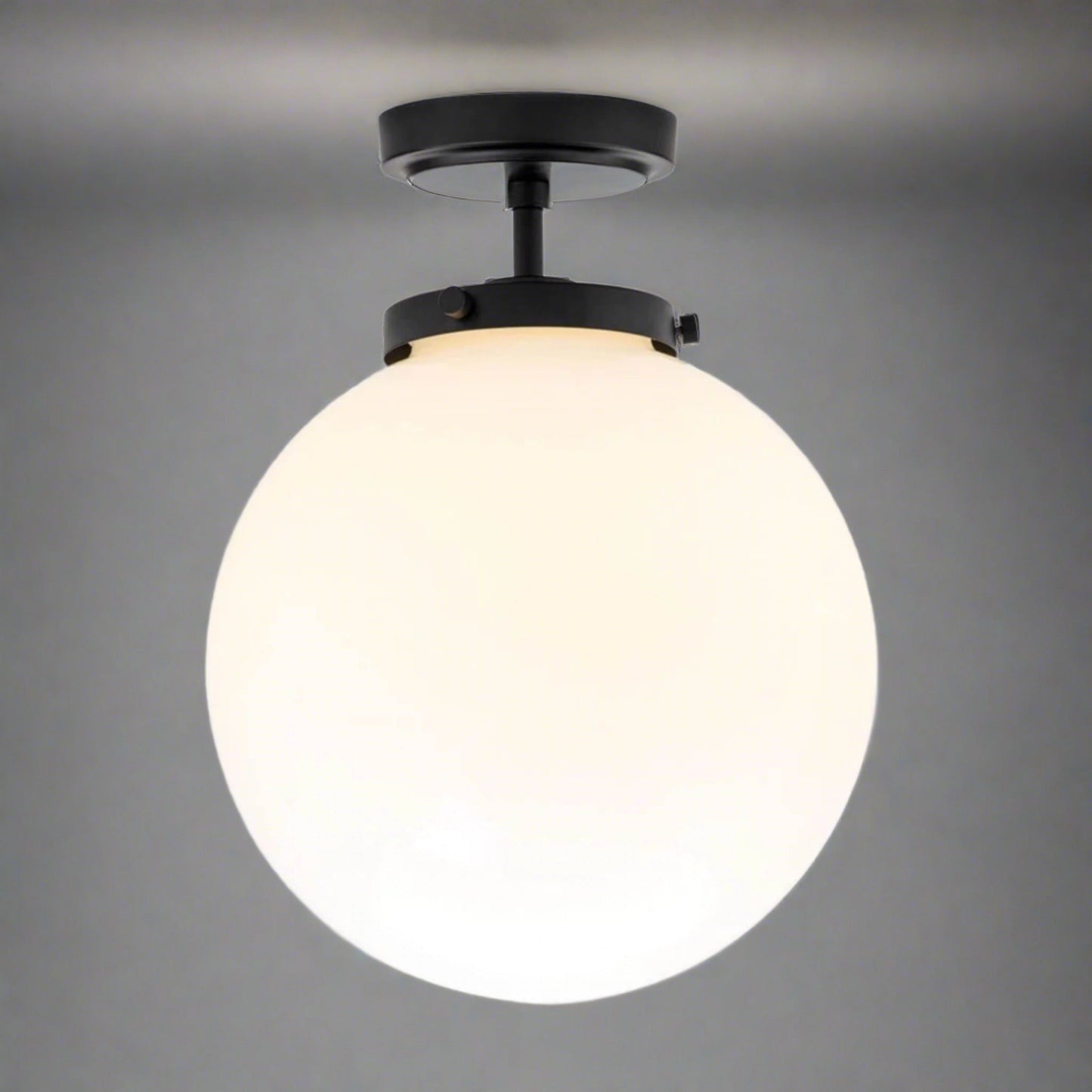 Zenthra Badkamerlamp Plafond - Moderne Semi-opbouw Plafondlamp voor Badkamer met Opaline Glazen Bol