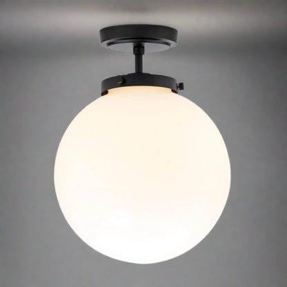 Zenthra Badkamerlamp Plafond - Moderne Semi-opbouw Plafondlamp voor Badkamer met Opaline Glazen Bol