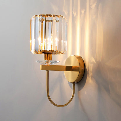 Zenthra Cilindrische Kristallen Wandlamp Binnen met Gouden Afwerking - Elegante Wandlamp voor Moderne Interieurs