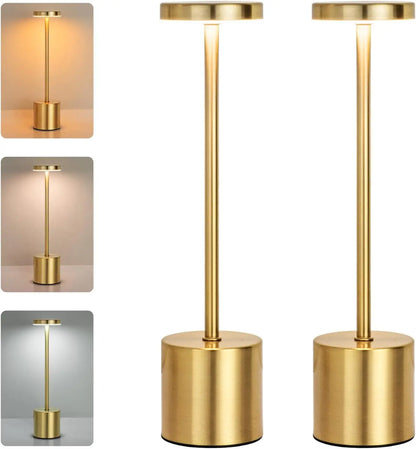 Zenthra Dimbare Tafel Lamp - Oplaadbare Tafellamp op Batterijen in Zwart en Goud met 3 Kleuren en Stepless Dimming