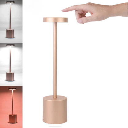 Zenthra Dimbare Tafel Lamp - Oplaadbare Tafellamp op Batterijen in Zwart en Goud met 3 Kleuren en Stepless Dimming