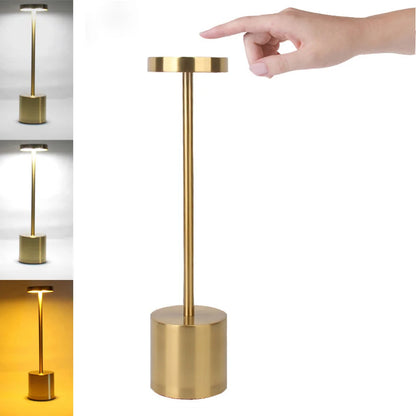 Zenthra Dimbare Tafel Lamp - Oplaadbare Tafellamp op Batterijen in Zwart en Goud met 3 Kleuren en Stepless Dimming