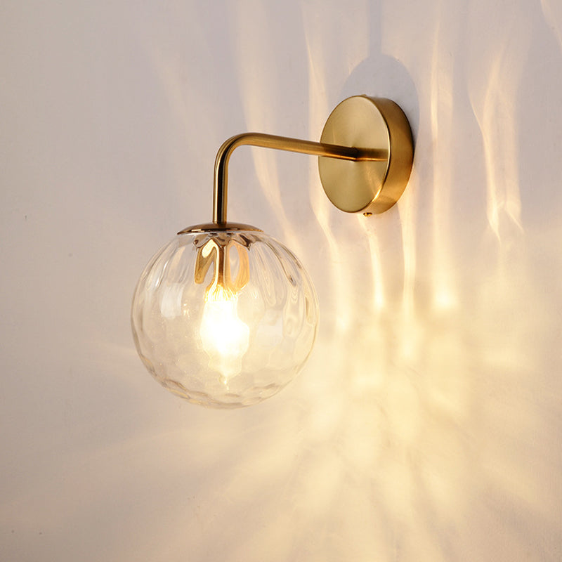 Zenthra Gouden Wandlamp Golvende Glazen Bol Muurlamp Minimalistisch Design 1 Licht