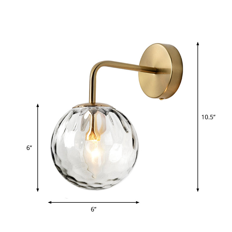 Zenthra Gouden Wandlamp Golvende Glazen Bol Muurlamp Minimalistisch Design 1 Licht
