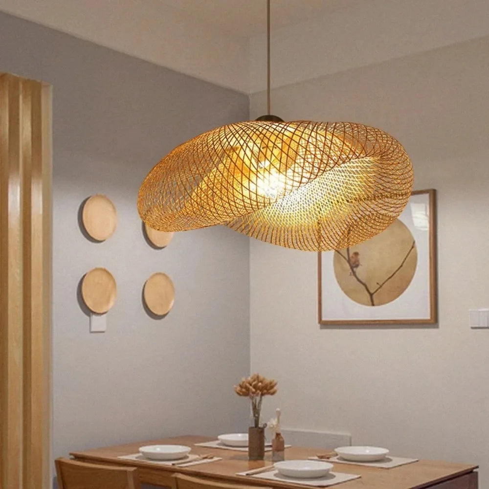 Zenthra Handgemaakte Bamboe Hanglamp - Vintage Eettafel en Woonkamer Lamp