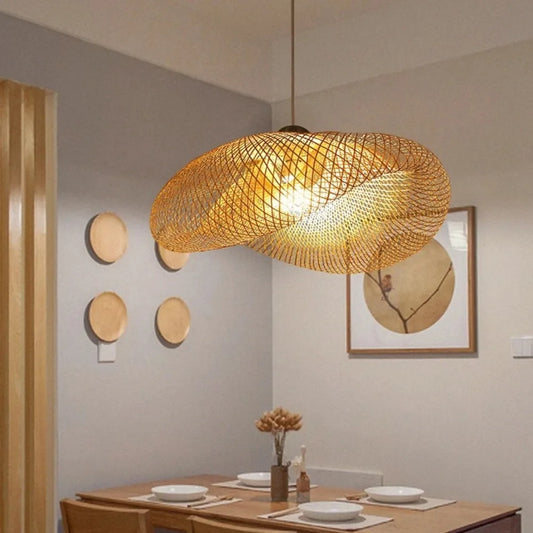 Zenthra Handgemaakte Bamboe Hanglamp - Vintage Eettafel en Woonkamer Lamp