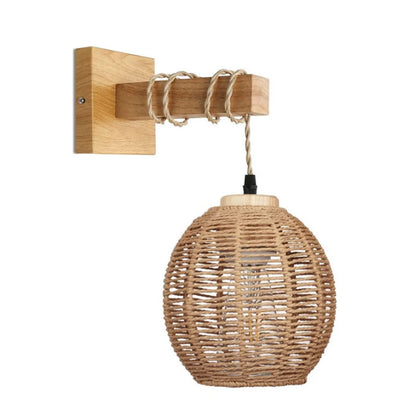 Zenthra Handgeweven Bamboe Wandlamp - Natuurlijke Muurlamp E27 voor Binnengebruik 6