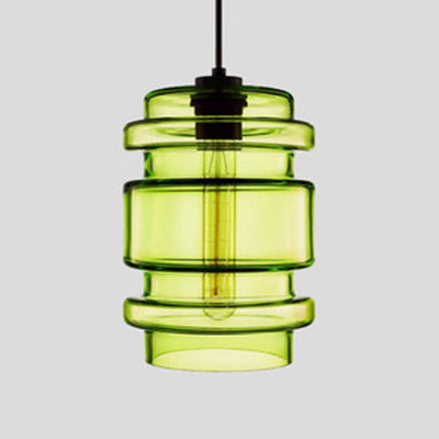 Zenthra Hanglamp Eettafel Cilindrisch Glas 1 Licht Roze/Geel/Blauw Woonkamer Lamp