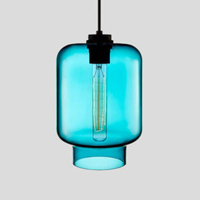 Zenthra Hanglamp Eettafel Cilindrisch Glas 1 Licht Roze/Geel/Blauw Woonkamer Lamp
