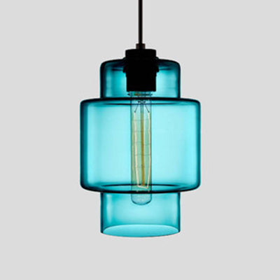 Zenthra Hanglamp Eettafel Cilindrisch Glas 1 Licht Roze/Geel/Blauw Woonkamer Lamp