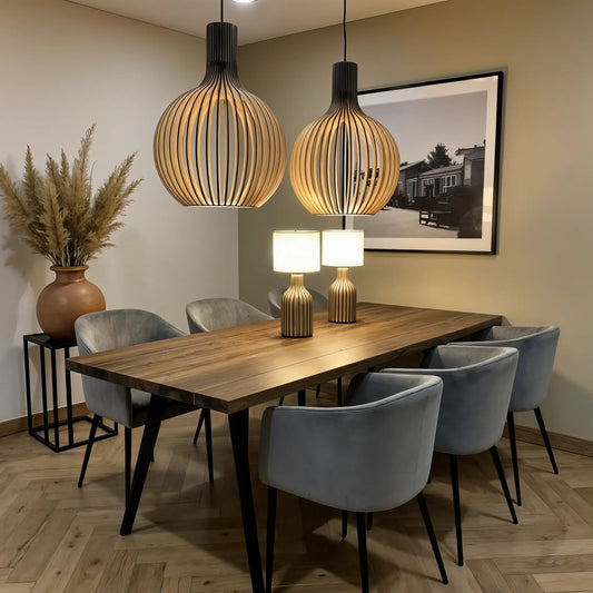 Zenthra Houten Hanglamp - Stijlvolle Hanglamp voor Eettafel, Woonkamer en Slaapkamer