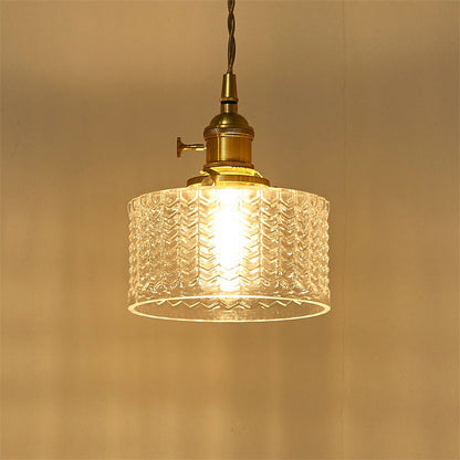 Zenthra Industriele Hanglamp Eettafel - Retro Korte Cilinder met Duidelijk/Groen Golfglas voor Woonkamer en Eetkamer