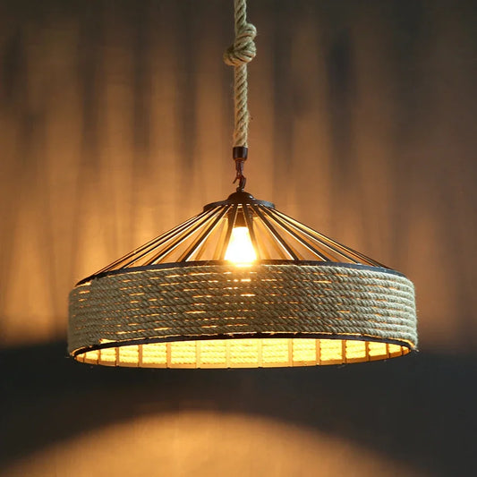 Zenthra Industriele Hanglamp voor Eettafel - Retro Hennep Touw Woonkamer Lamp