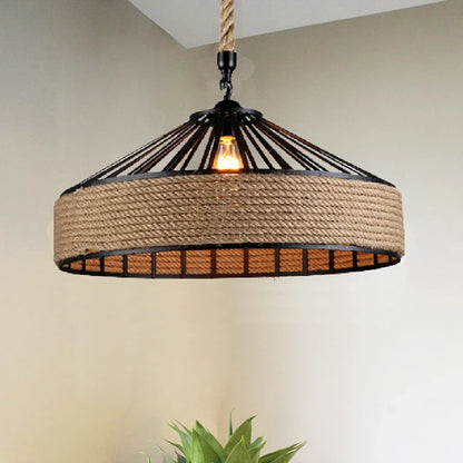 Zenthra Industriele Hanglamp voor Eettafel - Retro Hennep Touw Woonkamer Lamp