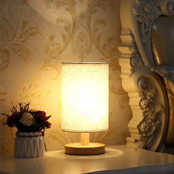 Zenthra LED Tafel Lamp - Dimbare USB Nachtlamp met Stoffen Lampenkap in Eenvoudige Chinese Stijl voor Slaapkamer