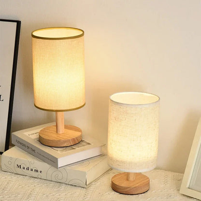 Zenthra LED Tafel Lamp - Dimbare USB Nachtlamp met Stoffen Lampenkap in Eenvoudige Chinese Stijl voor Slaapkamer