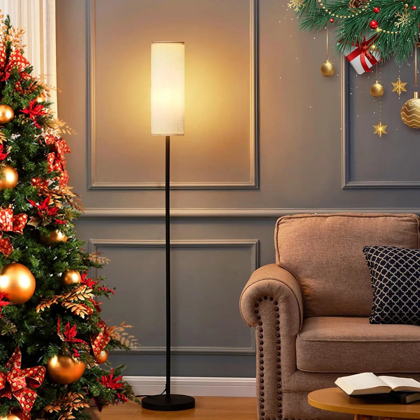 Zenthra Luxe Vloerlamp Zwart met Voetenschakelaar en Traploze Dimming voor Woonkamer en Slaapkamer