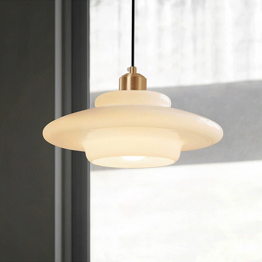 Zenthra Mid Century Art Melkwit Glazen Hanglamp voor Eettafel, Woonkamer en Slaapkamer