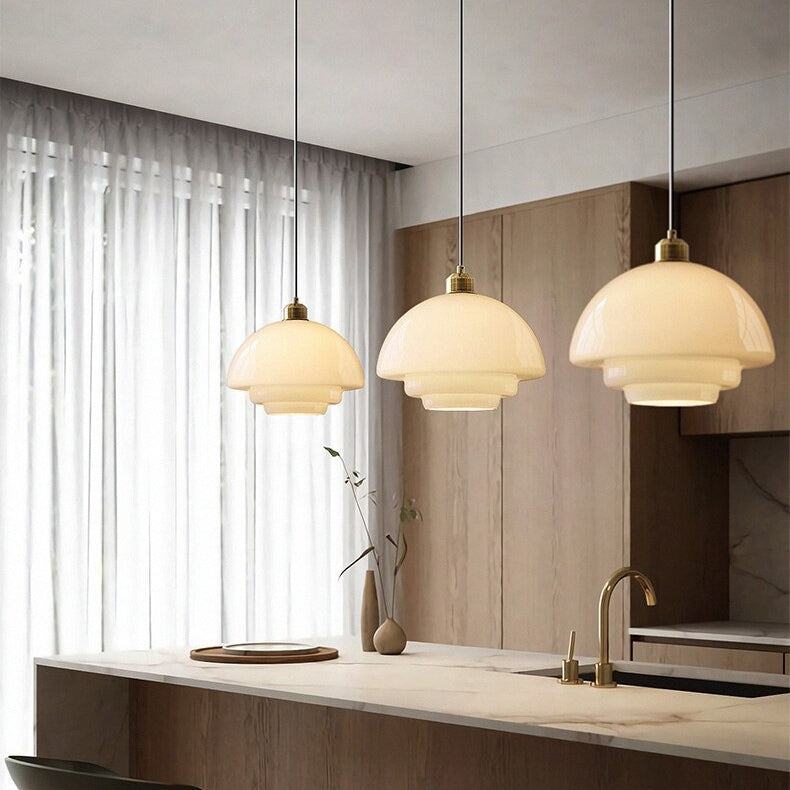 Zenthra Mid Century Art Melkwit Glazen Hanglamp voor Eettafel, Woonkamer en Slaapkamer