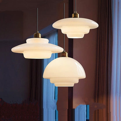 Zenthra Mid Century Art Melkwit Glazen Hanglamp voor Eettafel, Woonkamer en Slaapkamer