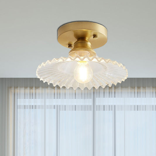 Zenthra Plafondlamp - Flared Semi Flush Verlichting met Helder/Groen Ribbelglas voor Moderne Interieurs