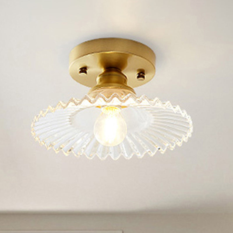 Zenthra Plafondlamp - Flared Semi Flush Verlichting met Helder/Groen Ribbelglas voor Moderne Interieurs