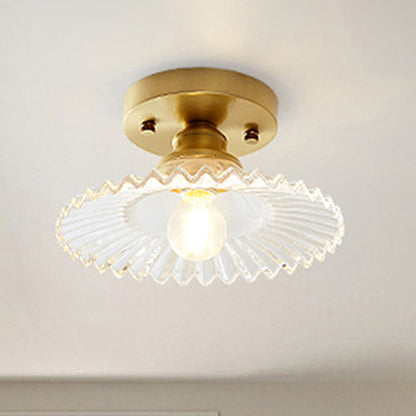 Zenthra Plafondlamp - Flared Semi Flush Verlichting met Helder/Groen Ribbelglas voor Moderne Interieurs