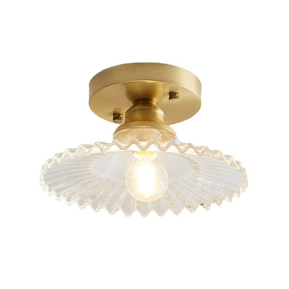 Zenthra Plafondlamp - Flared Semi Flush Verlichting met Helder/Groen Ribbelglas voor Moderne Interieurs