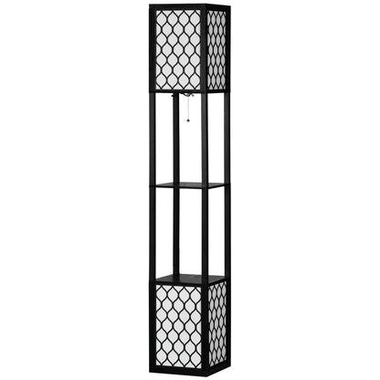 Zenthra Staande lamp Zwart met Planken E27 Max. 40W Staande Lamp voor Woonkamer 26x26x156 cm