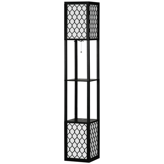 Zenthra Staande lamp Zwart met Planken E27 Max. 40W Staande Lamp voor Woonkamer 26x26x156 cm