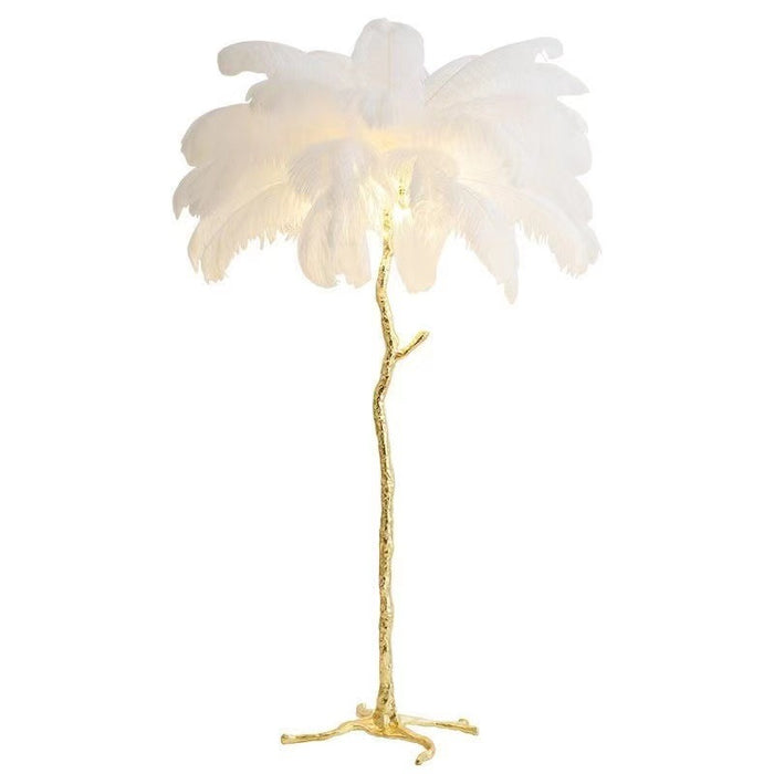 Zenthra Vloerlamp – Luxe Staande Lamp voor Woonkamer met Strauzenveren Design 0