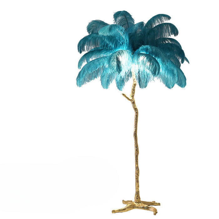 Zenthra Vloerlamp – Luxe Staande Lamp voor Woonkamer met Strauzenveren Design 4