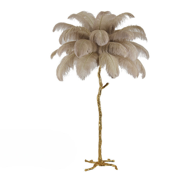 Zenthra Vloerlamp – Luxe Staande Lamp voor Woonkamer met Strauzenveren Design 5