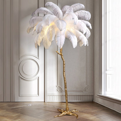 Zenthra Vloerlamp – Luxe Staande Lamp voor Woonkamer met Strauzenveren Design 8