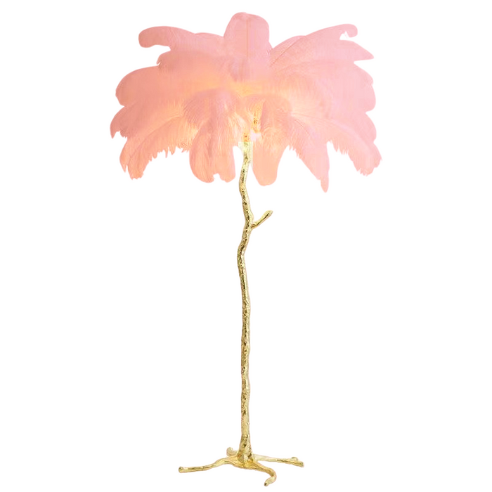 Zenthra Vloerlamp – Luxe Staande Lamp voor Woonkamer met Strauzenveren Design 9